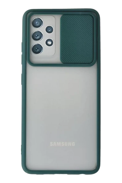 Newface Samsung Galaxy A72 Kılıf Palm Buzlu Kamera Sürgülü Silikon - Yeşil ürün görseli 1