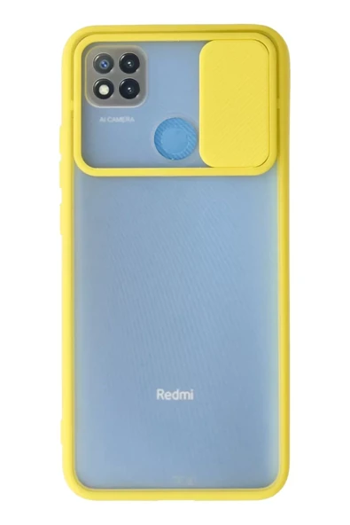 Newface Xiaomi Redmi 9C Kılıf Palm Buzlu Kamera Sürgülü Silikon - Sarı ürün görseli 1