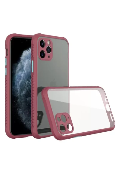 Newface Apple iPhone 11 Pro Max Kılıf Miami Şeffaf Silikon - Fuşya ürün görseli 1
