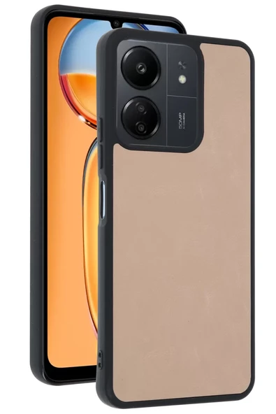 Newface Xiaomi Redmi 13C Kılıf Aras Deri Kapak - Pudra ürün görseli 1