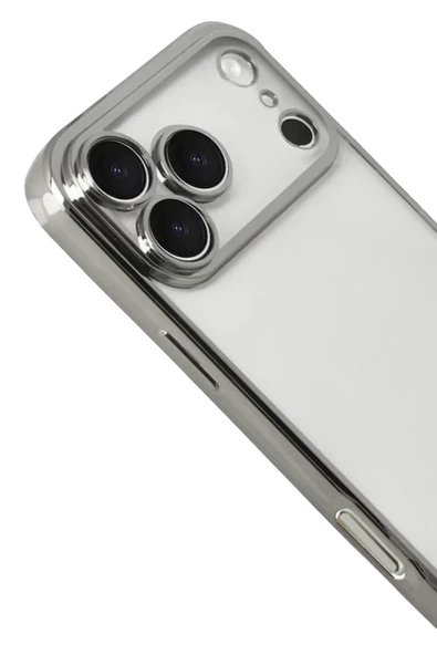 Newface Apple iPhone 17 Pro Max Razer Lensli Silikon - Gümüş - Resim 3