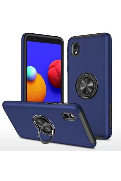 Newface Samsung Galaxy A01 Core Kılıf Elit Yüzüklü Kapak - Lacivert ürün görseli 1