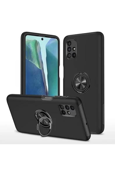Newface Samsung Galaxy M51 Kılıf Elit Yüzüklü Kapak - Siyah ürün görseli 1