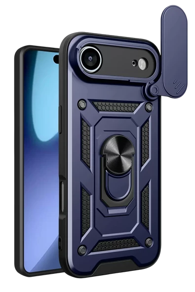 Newface Apple iPhone 17 Air Pars Lens Yüzüklü Silikon - Lacivert ürün görseli 1