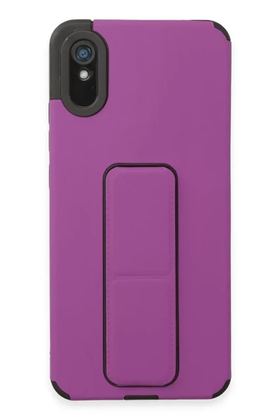 Newface Xiaomi Redmi 9A Kılıf Mega Standlı Silikon - Mor ürün görseli 1