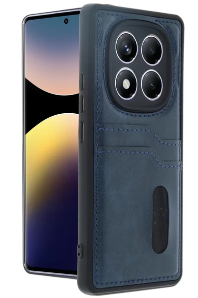 Newface Xiaomi Redmi Note 14 Pro 5G Kılıf Sara Kartvizitli Deri Kılıf - Lacivert ürün görseli 1