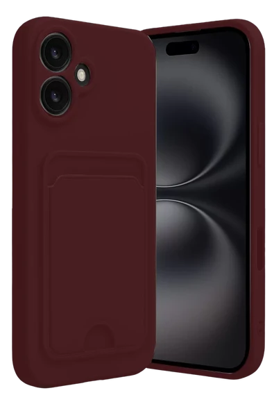 Newface Apple iPhone 16 Kılıf Kelvin Kartvizitli Silikon - Bordo ürün görseli 1