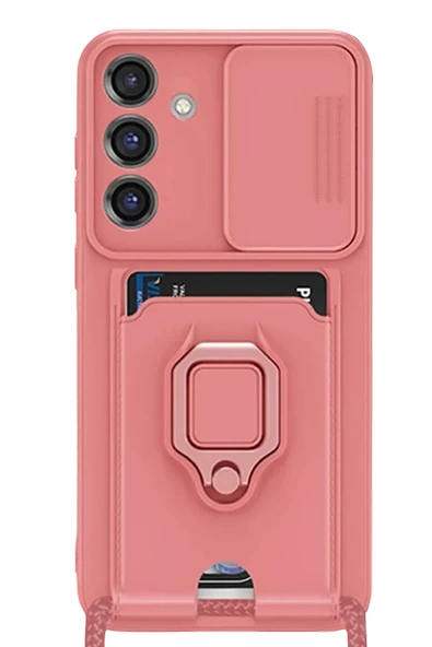 Newface Samsung Galaxy S25 Plus Kılıf Zuma Kartvizitli Yüzüklü Silikon - Pembe ürün görseli 1