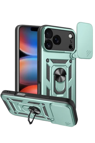 Newface Apple iPhone 17 Pro Max Pars Lens Yüzüklü Silikon - Yeşil ürün görseli 1