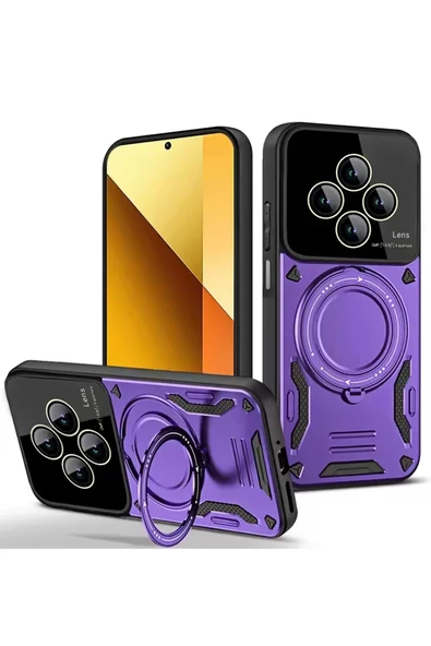 Newface Xiaomi Redmi 14C Kılıf Joy Lens Standlı Kapak - Mor ürün görseli 1
