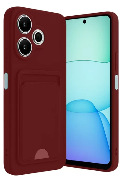 Newface Xiaomi Redmi 13 4G Kılıf Kelvin Kartvizitli Silikon - Bordo ürün görseli 1