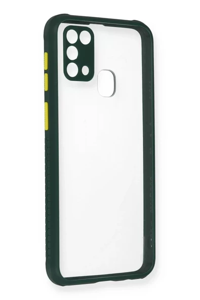 Newface Samsung Galaxy M31 Kılıf Miami Şeffaf Silikon - Koyu Yeşil ürün görseli 1