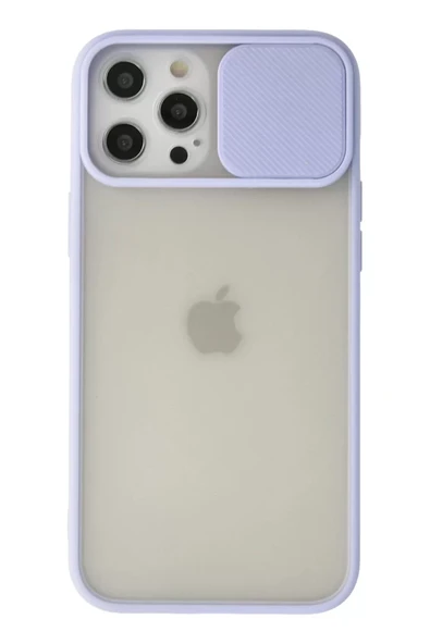 Newface Apple iPhone 12 Pro Max Kılıf Palm Buzlu Kamera Sürgülü Silikon - Lila ürün görseli 1