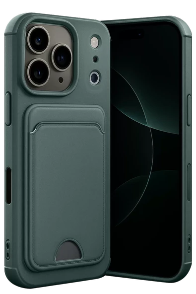 Newface Apple iPhone 17 Pro Kelvin Kartvizitli Silikon - Koyu Yeşil ürün görseli 1