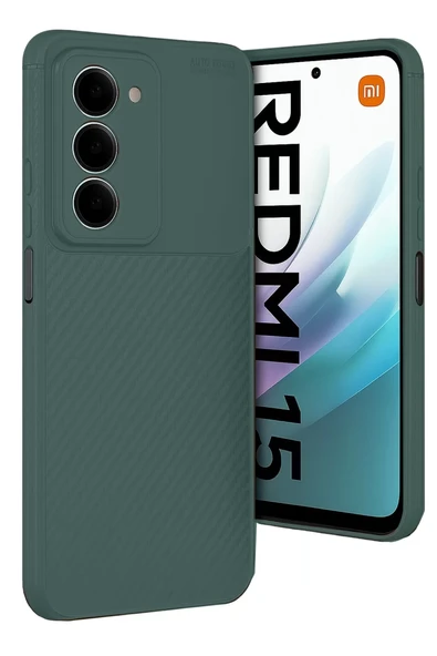 Newface Xiaomi Redmi 15 4G Auto Focus Karbon Kapak - Koyu Yeşil ürün görseli 1