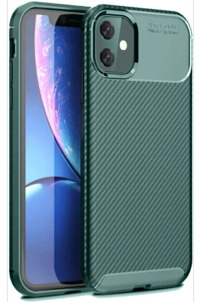 Newface Apple iPhone 11 Kılıf Auto Focus Karbon Kapak - Koyu Yeşil ürün görseli 1