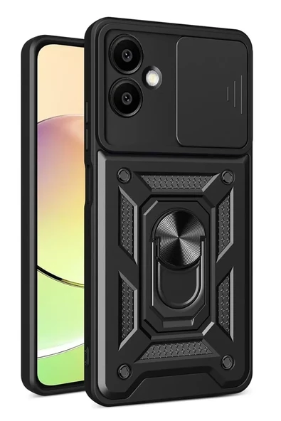 Newface Samsung Galaxy A07 4G Pars Lens Yüzüklü Silikon - Siyah ürün görseli 1
