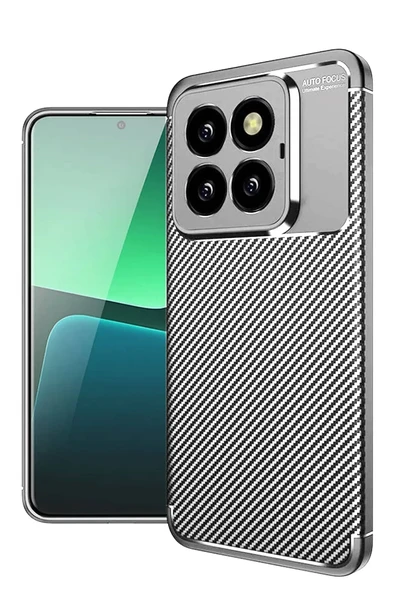 Newface Xiaomi Mi 14T Pro Kılıf Auto Focus Karbon Kapak - Gri ürün görseli 1