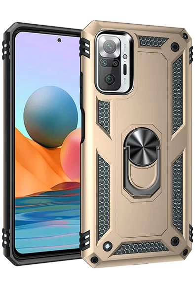 Newface Xiaomi Redmi Note 10 Pro Kılıf Sofya Yüzüklü Silikon Kapak - Gold ürün görseli 1