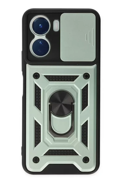 Newface Vivo Y16 Kılıf Pars Lens Yüzüklü Silikon - Yeşil ürün görseli 1