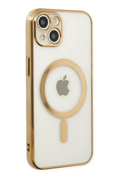 Newface Apple iPhone 14 Plus Kılıf Magneticsafe Lazer Silikon - Gold ürün görseli 1