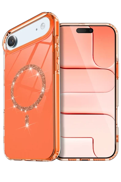 Newface Apple iPhone 17 Air Live Diamond Magsafe Kapak - Turuncu ürün görseli 1