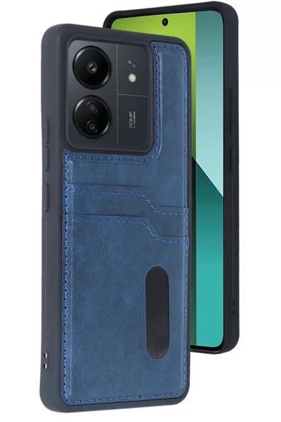 Newface Xiaomi Redmi 13C Kılıf Sara Kartvizitli Deri Kılıf - Lacivert ürün görseli 1