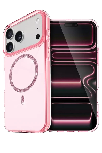 Newface Apple iPhone 17 Pro Max Live Diamond Magsafe Kapak - Pembe ürün görseli 1