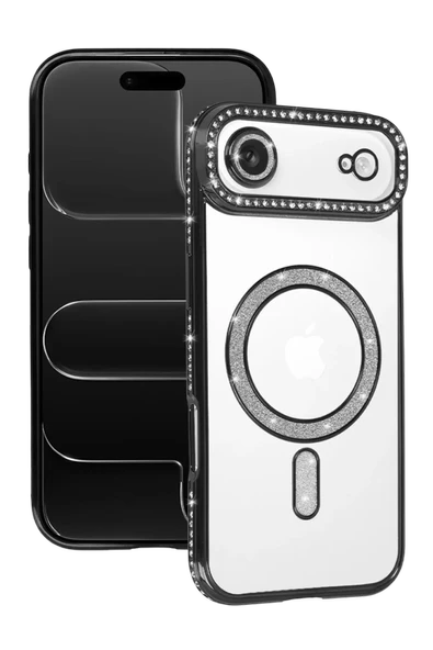 Newface Apple iPhone 17 Air Joke Simli Magneticsafe Kılıf - Siyah ürün görseli 1