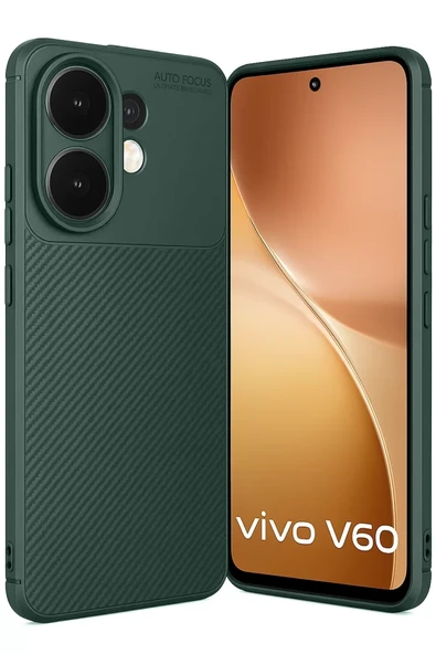 Newface Vivo V60 5G Auto Focus Karbon Kapak - Koyu Yeşil ürün görseli 1