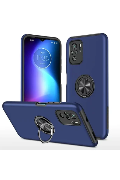 Newface Xiaomi Poco F3 Kılıf Elit Yüzüklü Kapak - Lacivert ürün görseli 1