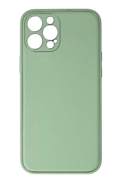 Newface Apple iPhone 12 Pro Kılıf Coco Deri Silikon Kapak - Açık Yeşil ürün görseli 1