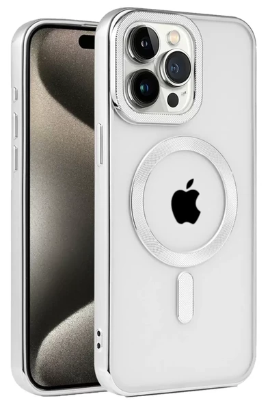Newface Apple iPhone 15 Pro Kılıf Kronos Magsafe Kapak - Gümüş ürün görseli 1