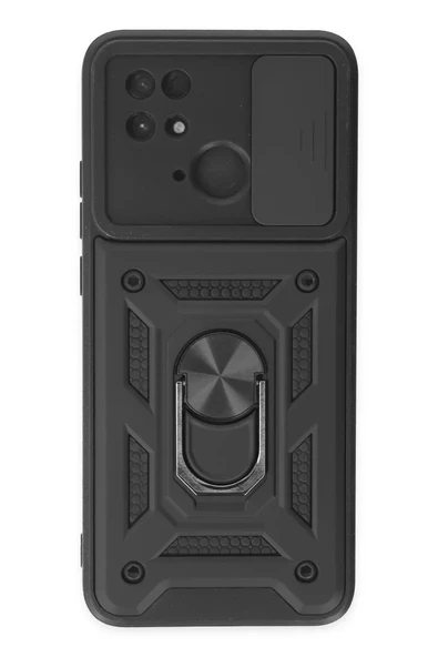 Newface Xiaomi Redmi 10C Kılıf Pars Lens Yüzüklü Silikon - Siyah ürün görseli 1