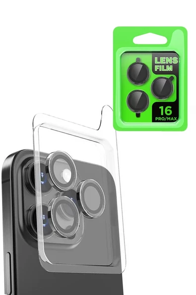 Newface Apple iPhone 16 Pro Max Raze Metal Kamera Lens - Siyah ürün görseli 1