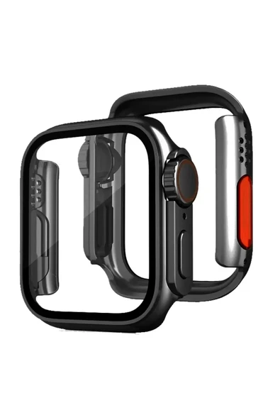 Newface Apple Watch 44mm Watch 49mm Kasa Dönüştürücü ve Ekran Koruyucu - Siyah ürün görseli 1