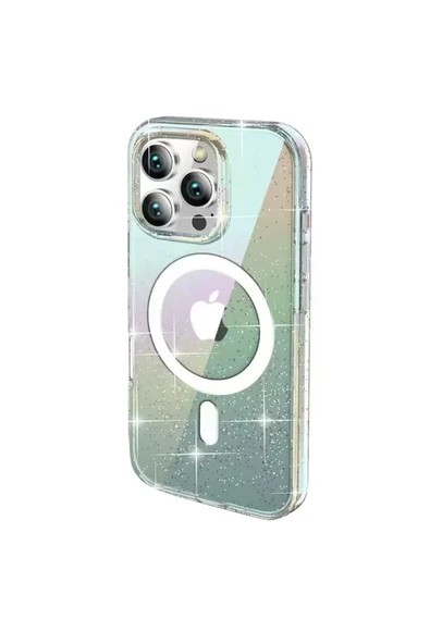 Joko Apple iPhone 14 Pro Max Rasasi Simli Magsafe Kapak - Şeffaf ürün görseli 1