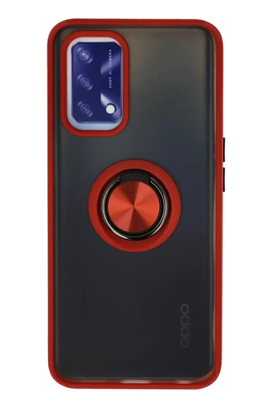 Newface Oppo A74 4G Kılıf Montreal Yüzüklü Silikon Kapak - Kırmızı ürün görseli 1
