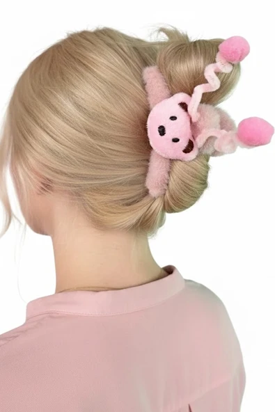 Caş Dekorasyon Pudra Renk Ayıcıklı Peluş Mandal Toka ürün görseli 1
