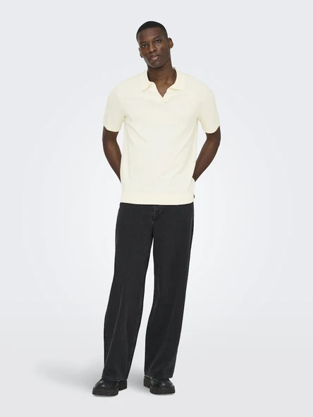 Only & Sons   ONSTHY LIFE REG SS RESORT KNIT Erkek Beyaz Kazak - 22036550 ürün görseli 1