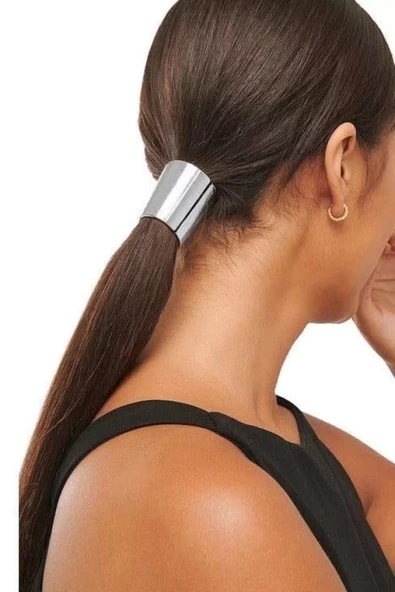 Caş Dekorasyon Gümüş Renk Metal At Kuyruğu Lastik Toka ürün görseli 1