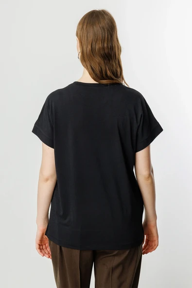 71476 ONTEKS BLUZ V YAKA KISA KOL  BB - Resim 12