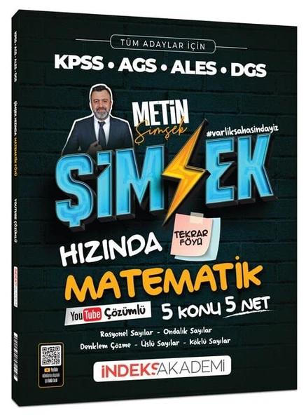 İndeks Akademi 2026 KPSS MEB-AGS ALES DGS Şimşek Hızında Matematik Tekrar Föyü Youtube Video Çözümlü - Metin Şimşek İndeks Akademi Yayıncılık ürün görseli 1