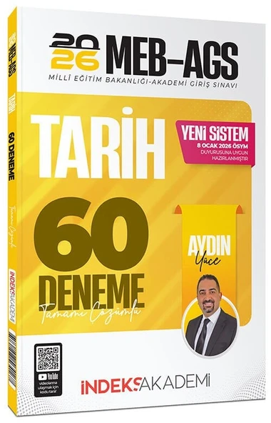 YENİ AGS SİSTEMİ - İndeks Akademi 2026 MEB-AGS Tarih 60 Deneme Çözümlü - Aydın Yüce İndeks Akademi Yayıncılık ürün görseli 1