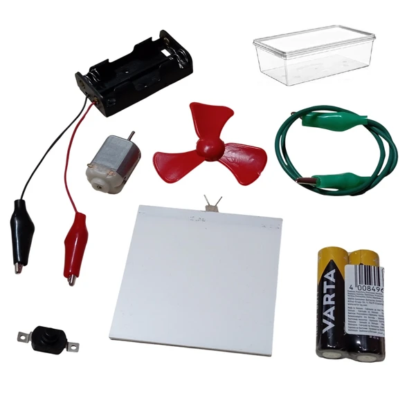 Kutulu 2 Devre DC 3V Pil Timsah Ağız Krokodilli Led Panel Pervane Öğrenci Elektrik ve Motor Devresi Hobi Deney Seti ürün görseli 1