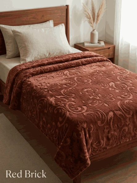 MERİNOS Elegans Tek Kişilik Battaniye Red Brick - Resim 2
