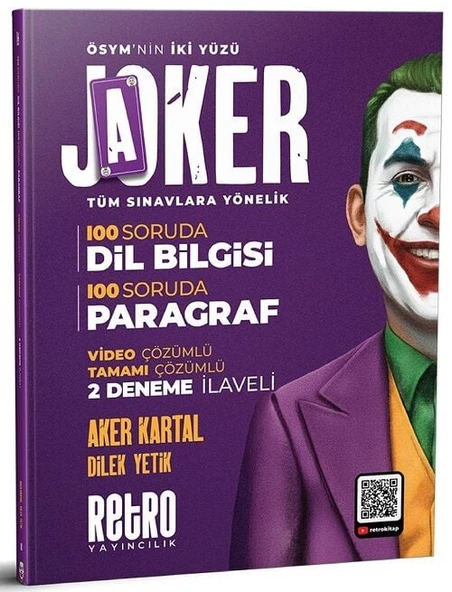 Retro 2026 KPSS MEB-AGS ALES DGS TYT AYT 100 Soruda Paragraf ve Dil Bilgisi JOKER Soru Bankası Çözümlü - Aker Kartal, Dilek Yetik Retro Yayıncılık ürün görseli 1