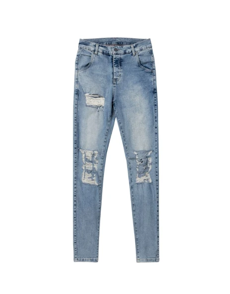 Skinny Likralı Eskitme Kot Pantolon ürün görseli 1
