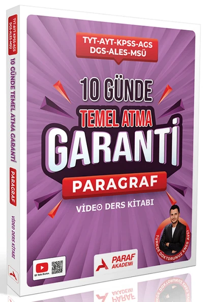 Paraf Akademi YKS TYT AYT KPSS MEB-AGS MSÜ DGS ALES Türkçe Doktoru Paragraf 10 Günde Temel Atma Garanti Video Ders Kitabı - Enes Avcı Paraf Akademi Yayınları ürün görseli 1