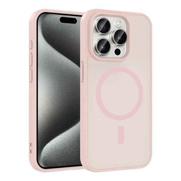iPhone 15 Pro Max Kılıf Magsafe Şarj Özellikli Mat Tasarım Lüx Babet Kapak ürün görseli 1